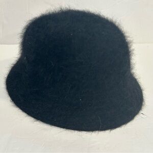 Vintage David and Young Womens Black Angora Winter Bucket Hat, Classic, Feminine